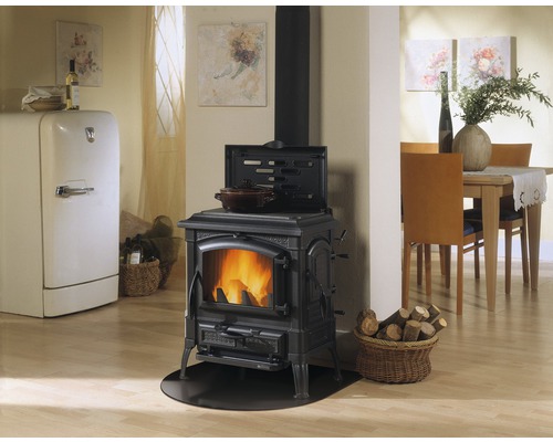 Kaminofen Nordica Extraflame Isetta mit Kochplatte Guss schwarz 7,7 kW – Image 2